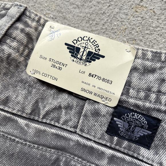 Deadstock 90s Dockers Jeans Black 28x30 Pleated Denim Levi’s Baggy Acid Vintage - Picture 13 of 13